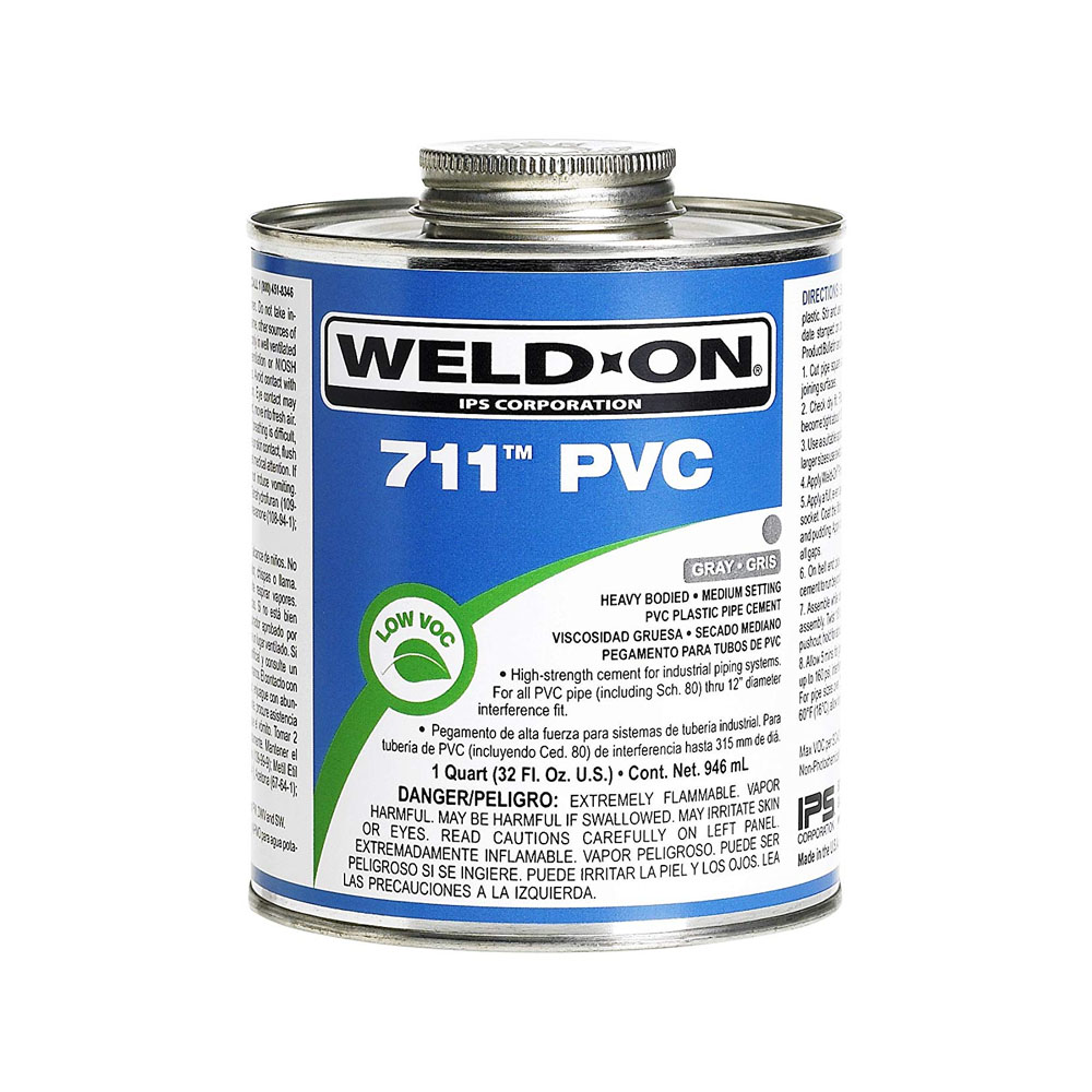Weld-On 10119 Quart 711 Heavy Duty PVC Cement, Gray