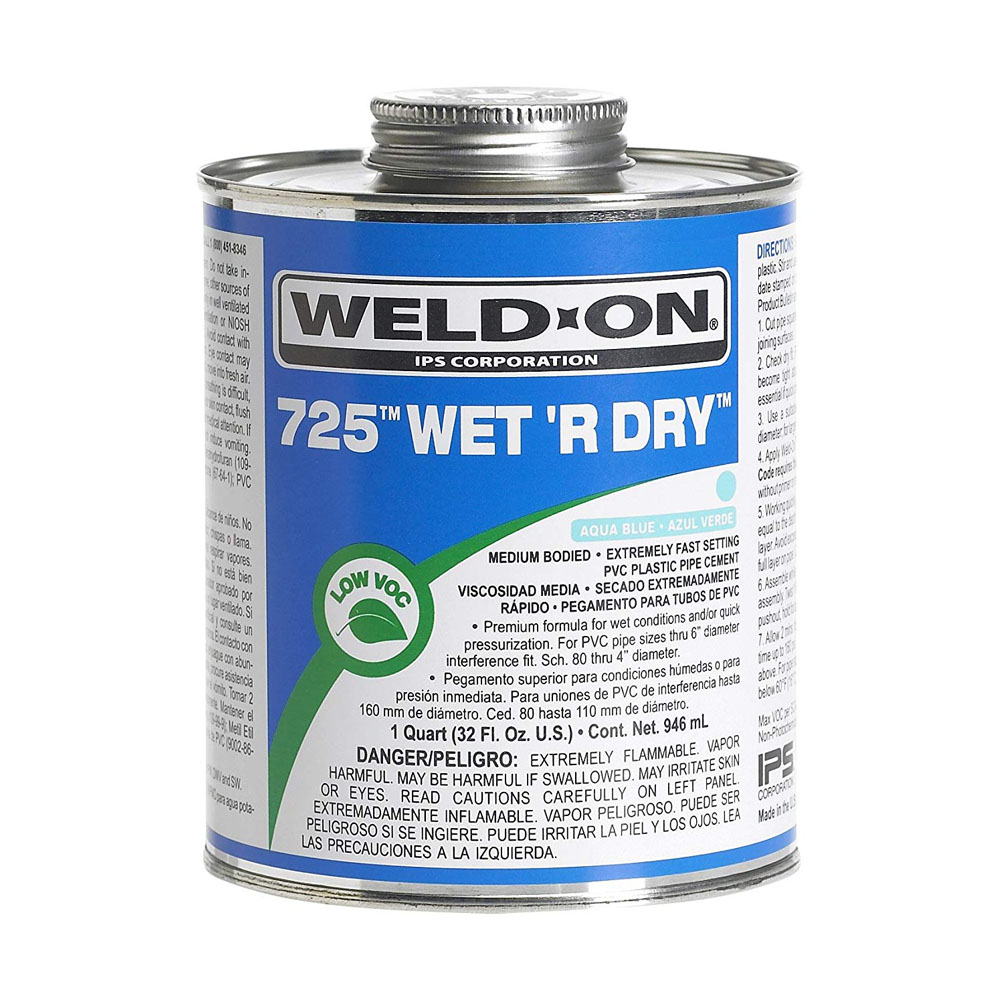 IPS Weldon 725 Wet ‘R Dry PVC Solvent Cement, Aqua Blue