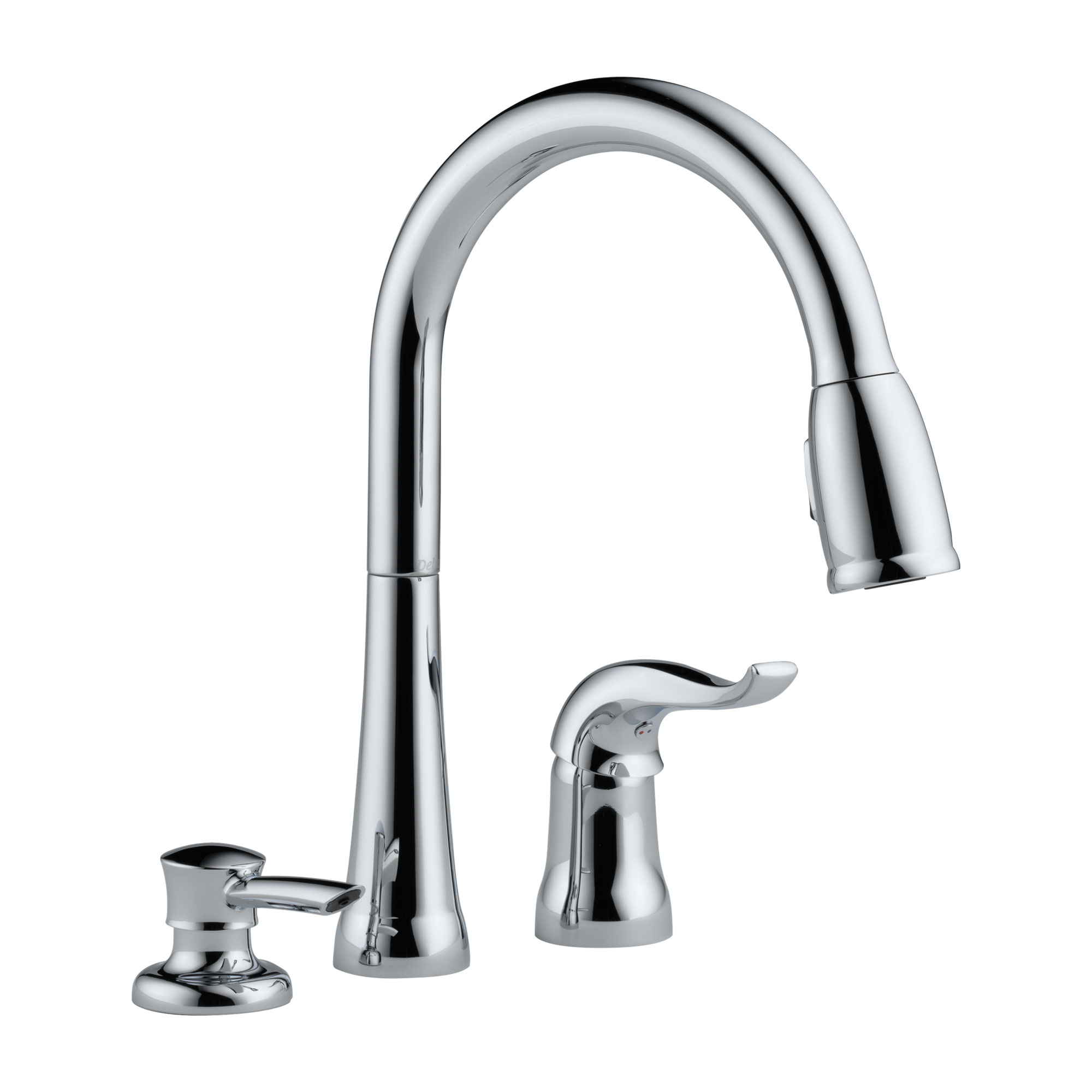 Single Handle Pull-Down Kitchen Faucet with Soap Dispenser