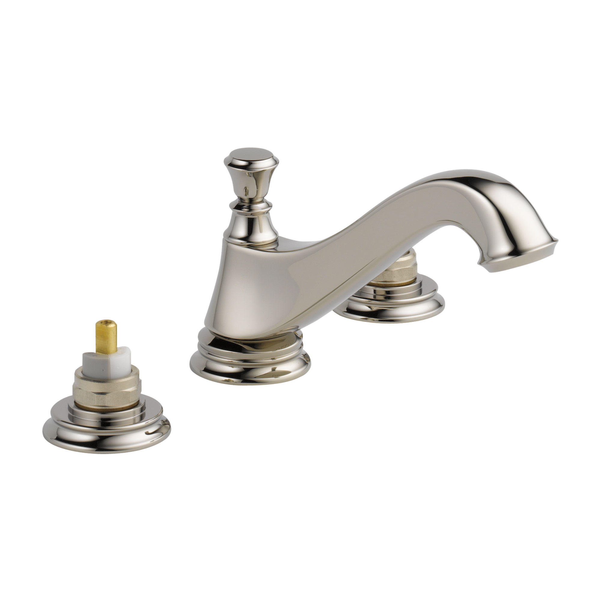 Two Handle Widespread Bathroom Faucet - Low Arc Spout - Less Handles