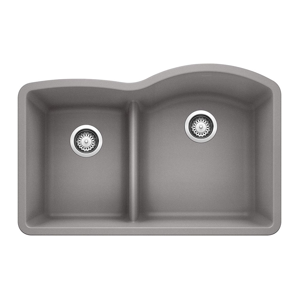 Diamond 1-3/4 Reverse Double Bowl Kitchen Sink with Low Divide - Metallic Gray