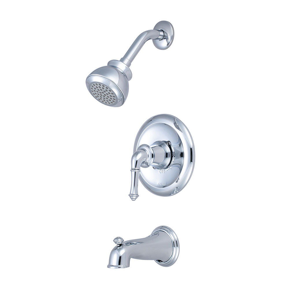 Single Handle Tub and Shower Trim Set in a PVD Brushed Nickel Finish