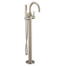 Moen Cia Brushed nickel one-handle tub filler includes hand shower