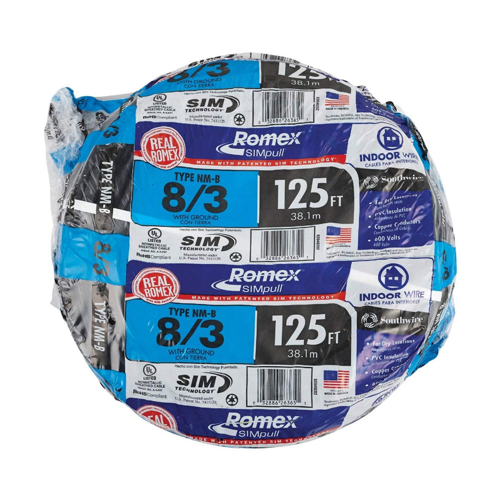 125' ROLL OF 8/3 ROMEX