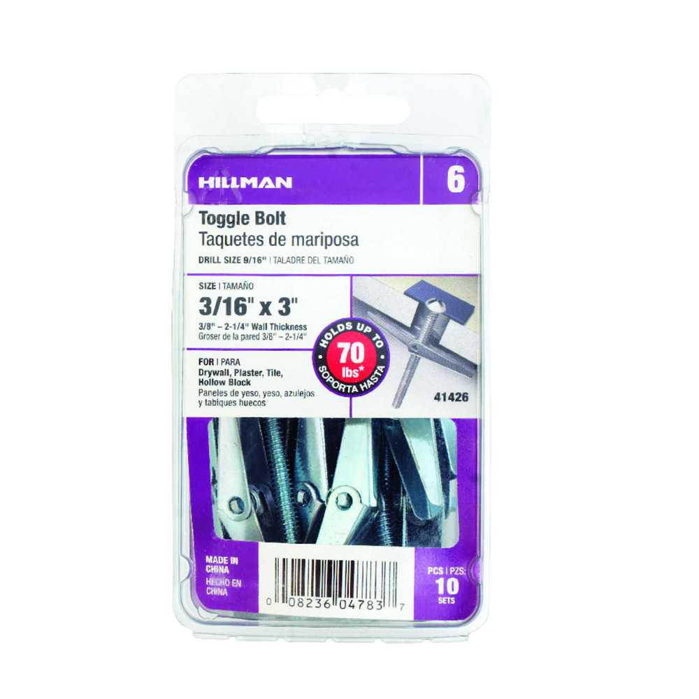 TOGGLE BOLT 3/16X3 CD10
