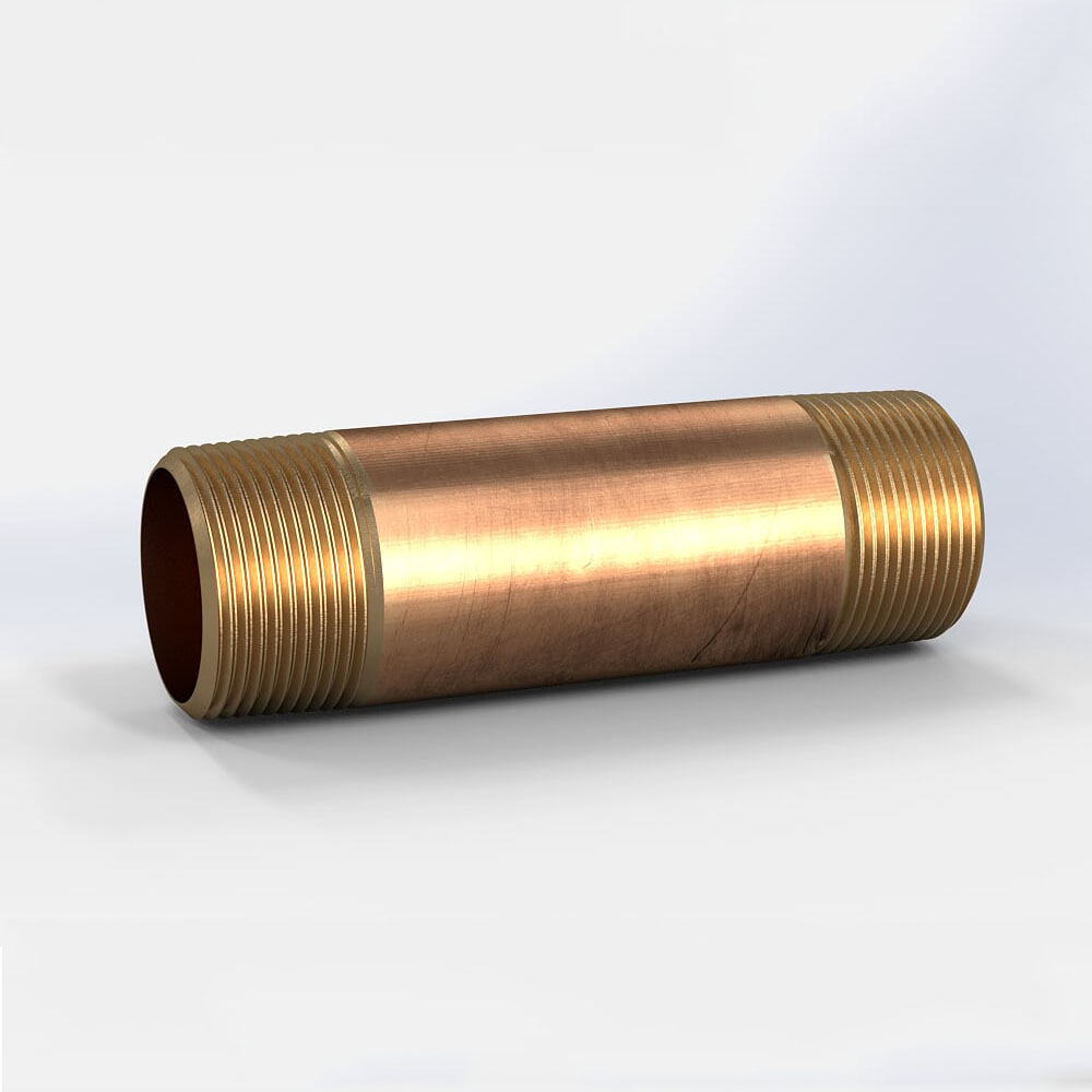 Hex Nipple, 1/4M x 1/4M, Brass