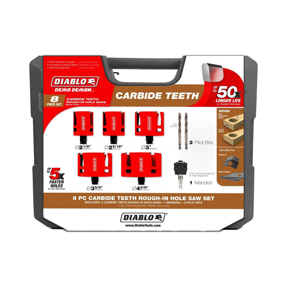 ROUGH-IN HOLE SAW SET, 8-PC
