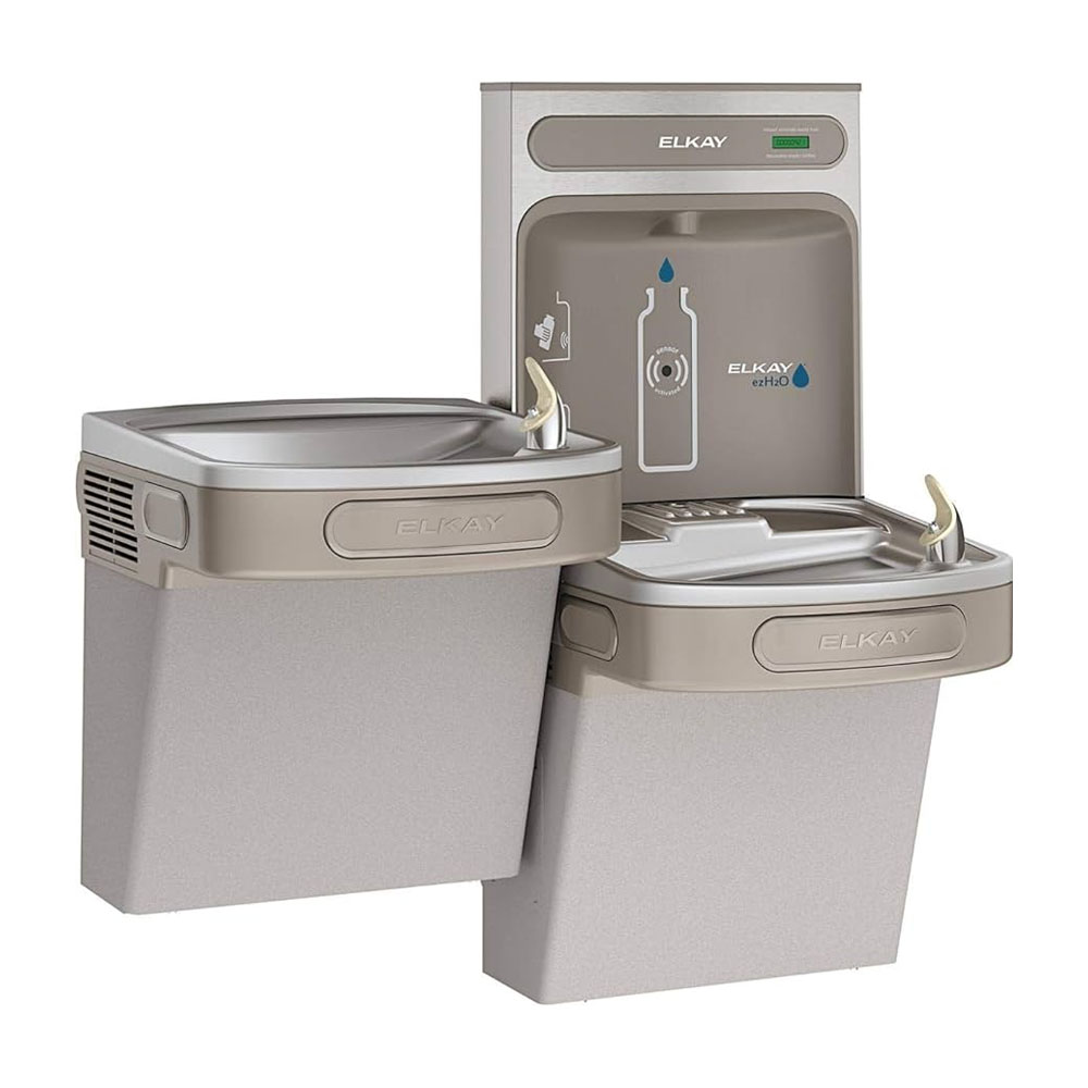 Elkay EZH2O Bottle Filling Station & Versatile Bi-Level ADA Cooler, Non-Filtered 8 GPH Light Gray