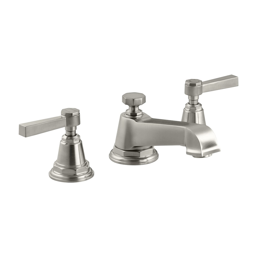 Kohler K-13132-4A-CP Pinstripe Pure Widespread Bathroom Sink Faucet with Lever Handles Polished Chrome