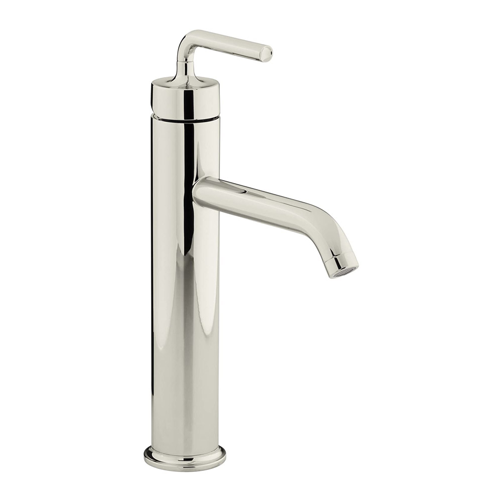 Kohler K-14404-4A-BN Purist Tall Single-handle Bathroom Sink Faucet with Straight Lever Handle Brushed Nickel