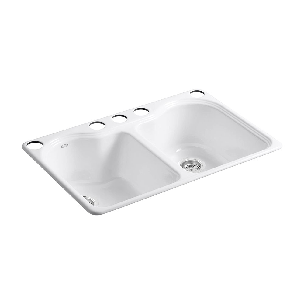 KOHLER  K-5818-5U-0 Hartland Undermount Double-Bowl Kitchen Sink White