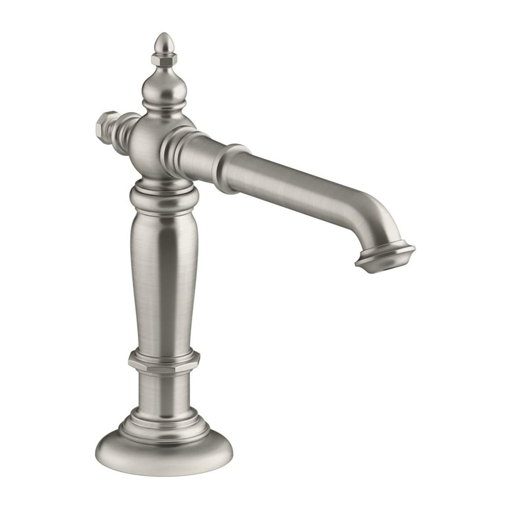 Artifacts 6.625 in. Bathroom Sink Spout with Column Design in Vibrant Brushed Nickel