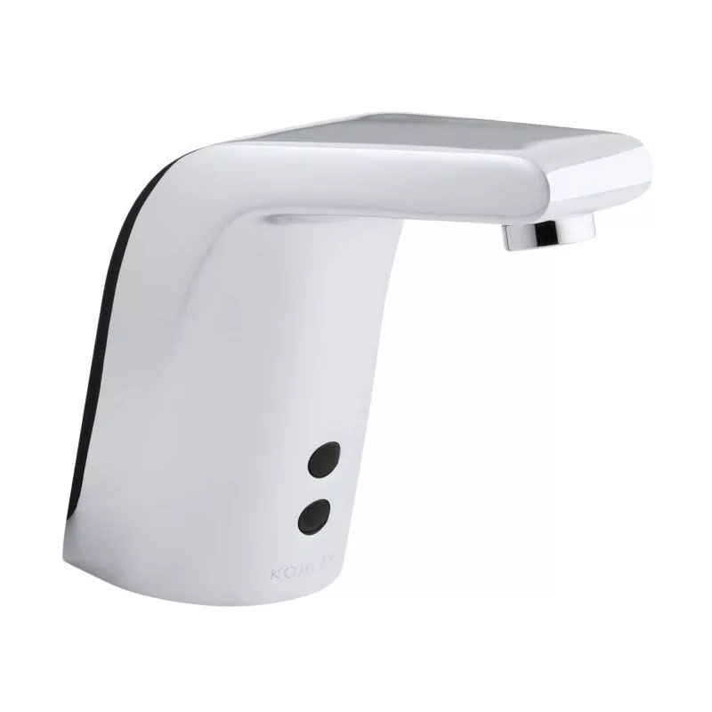 Kohler K-7515-CP Touchless Sculpted Hybrid Energy Cell-powered Commercial Bathroom Faucet with Insight Technology and Temperature Mixer Polished Chrome