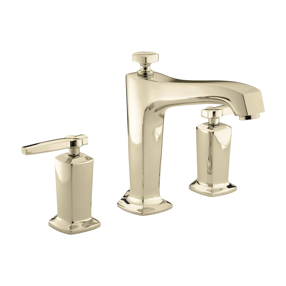 Kohler Margaux® K-T16237-4-BN Deck-mount bath faucet trim for high-flow valve with non-diverter spout and lever handles, valve not included Vibrant Brushed Nickel