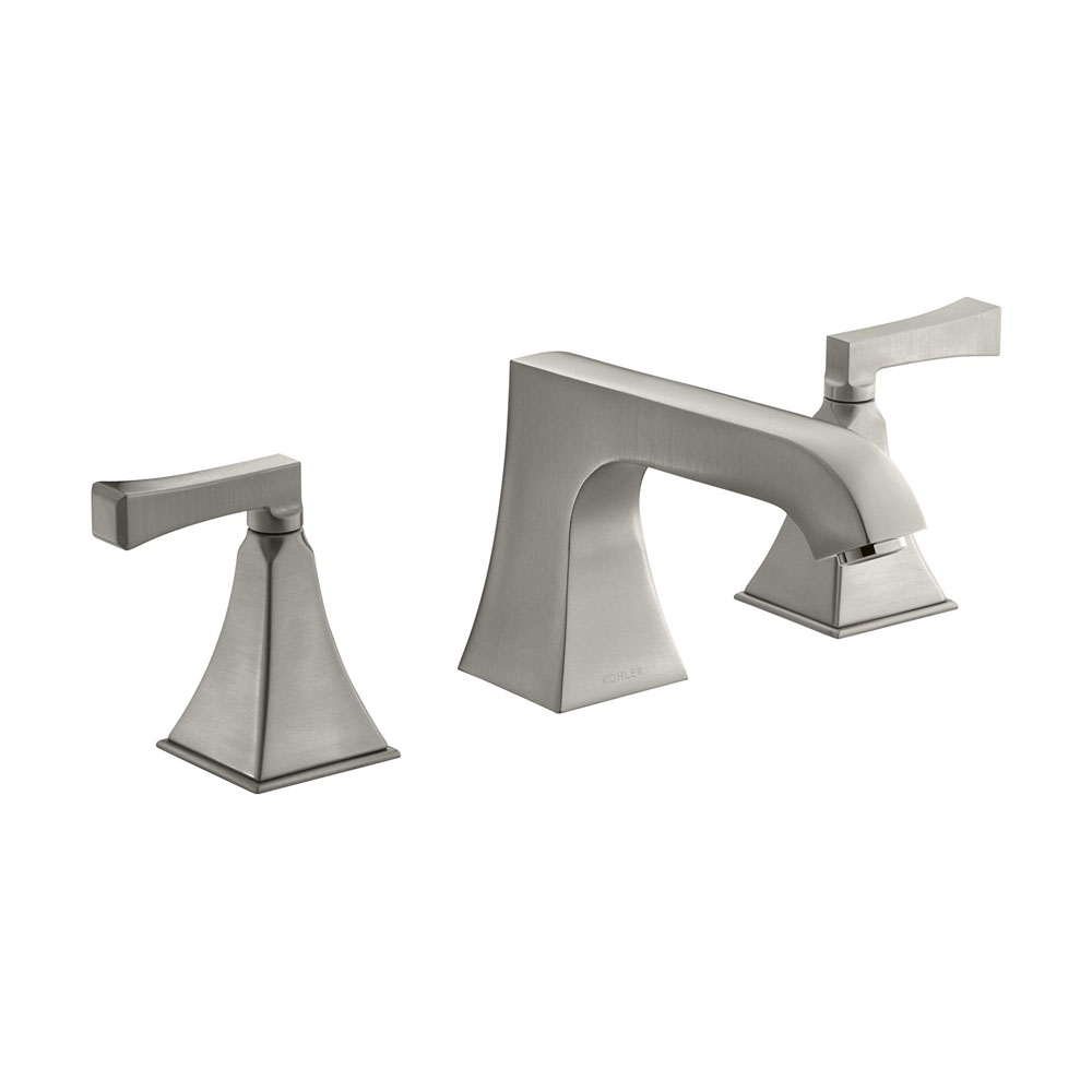 Kohler Memoirs® K-T469-4V-CP Stately deck-mount high-flow bath faucet trim with non-diverter spout and Deco lever handles, valve not included Polished Chrome