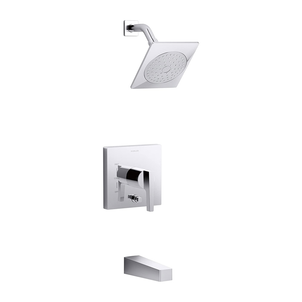 Kohler Honesty™ K-T99763-4-CP bath and shower trim set with 2.0 gpm showerhead and lever handle for Rite-Temp® pressure-balancing valve Polished Chrome