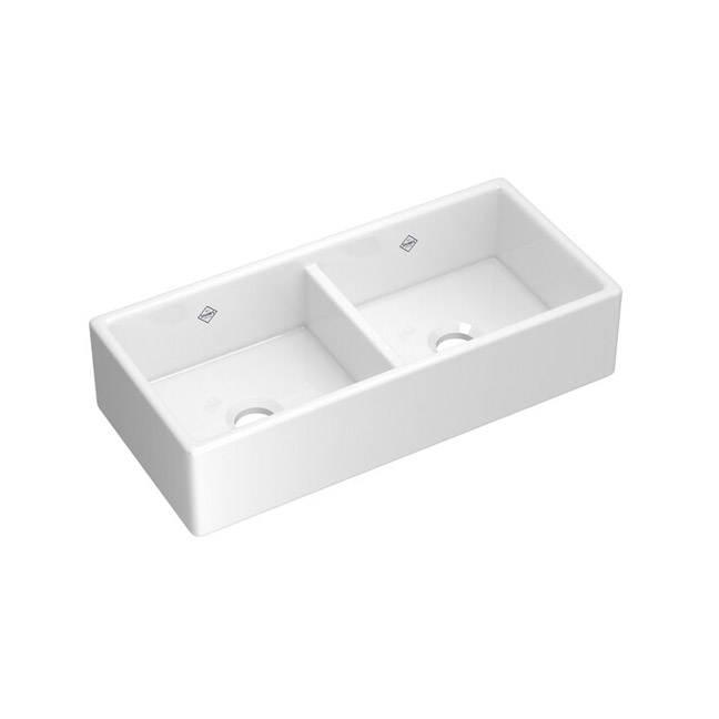 SHAKER 39 DOUBLE BOWL SINK WH