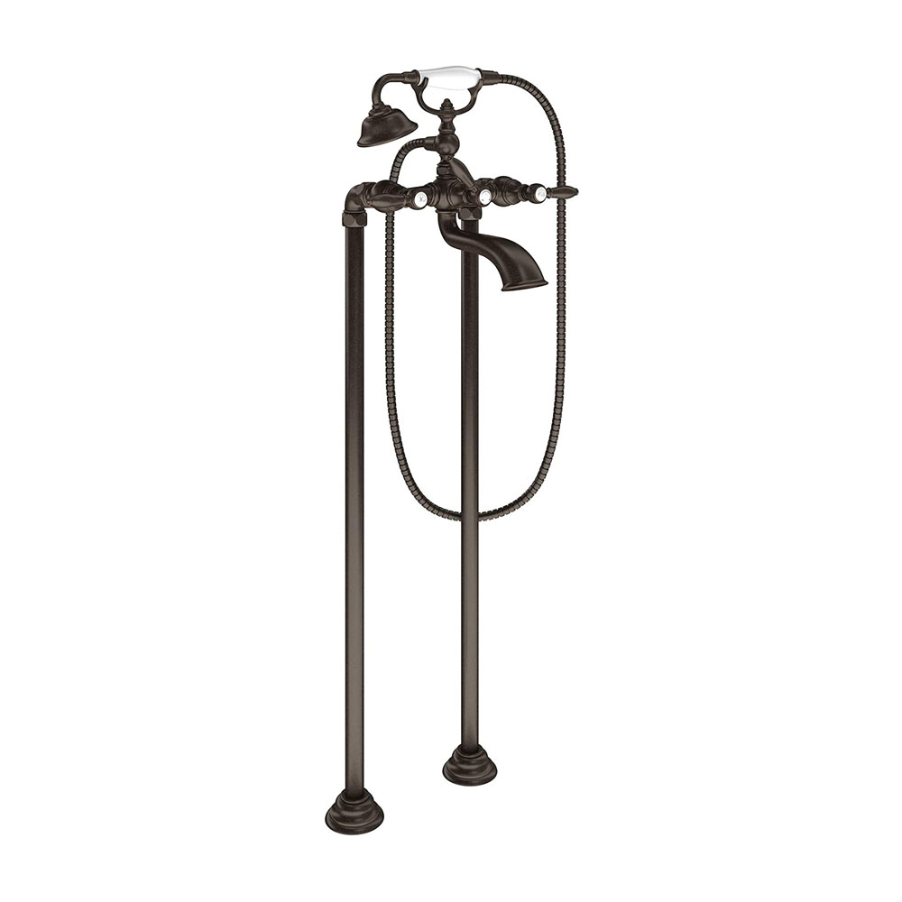 Moen Weymouth Oil rubbed bronze two-handle tub filler includes hand shower