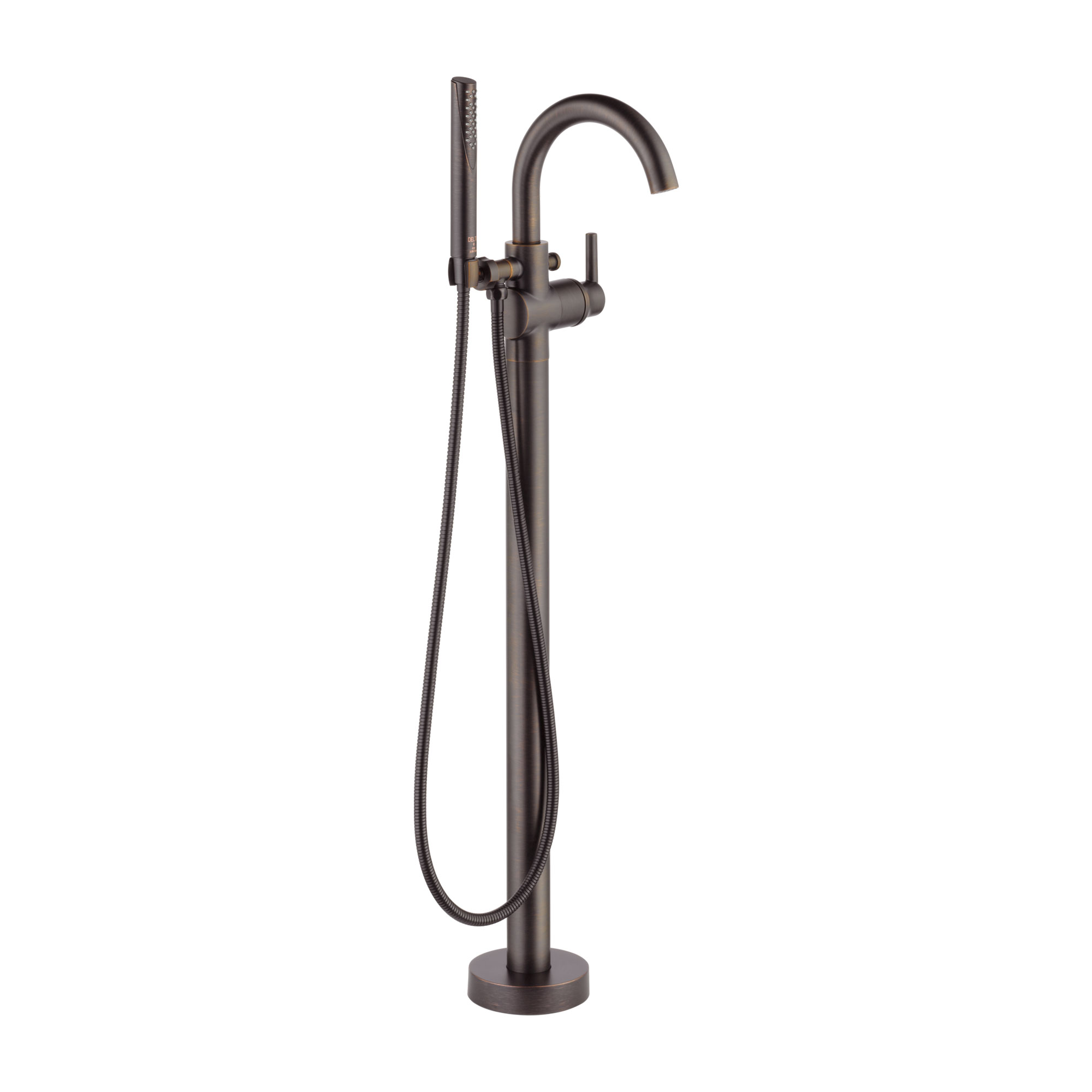 Single Handle Floor Mount Tub Filler Trim with Hand Shower