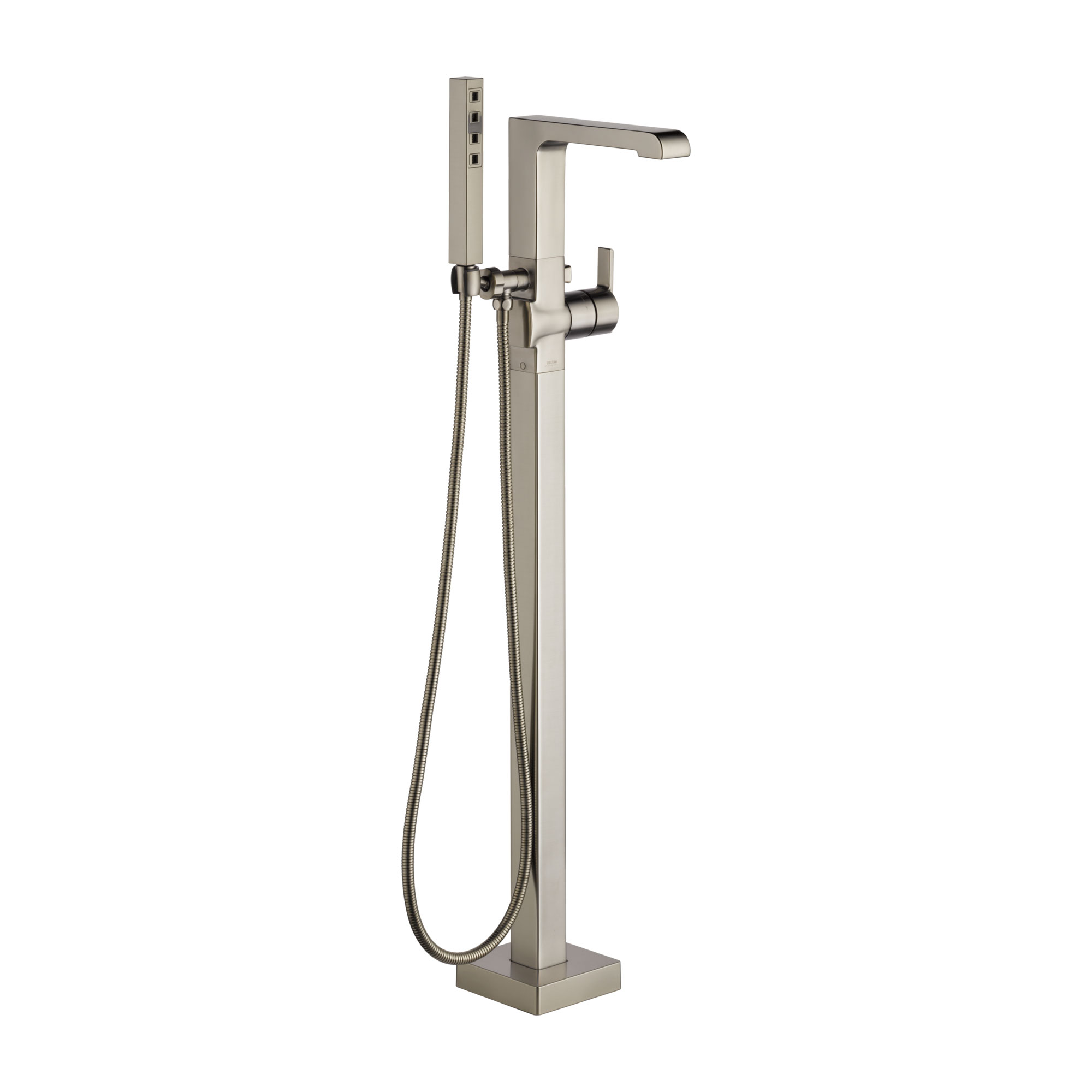 Single Handle Floor Mount Tub Filler Trim with Hand Shower