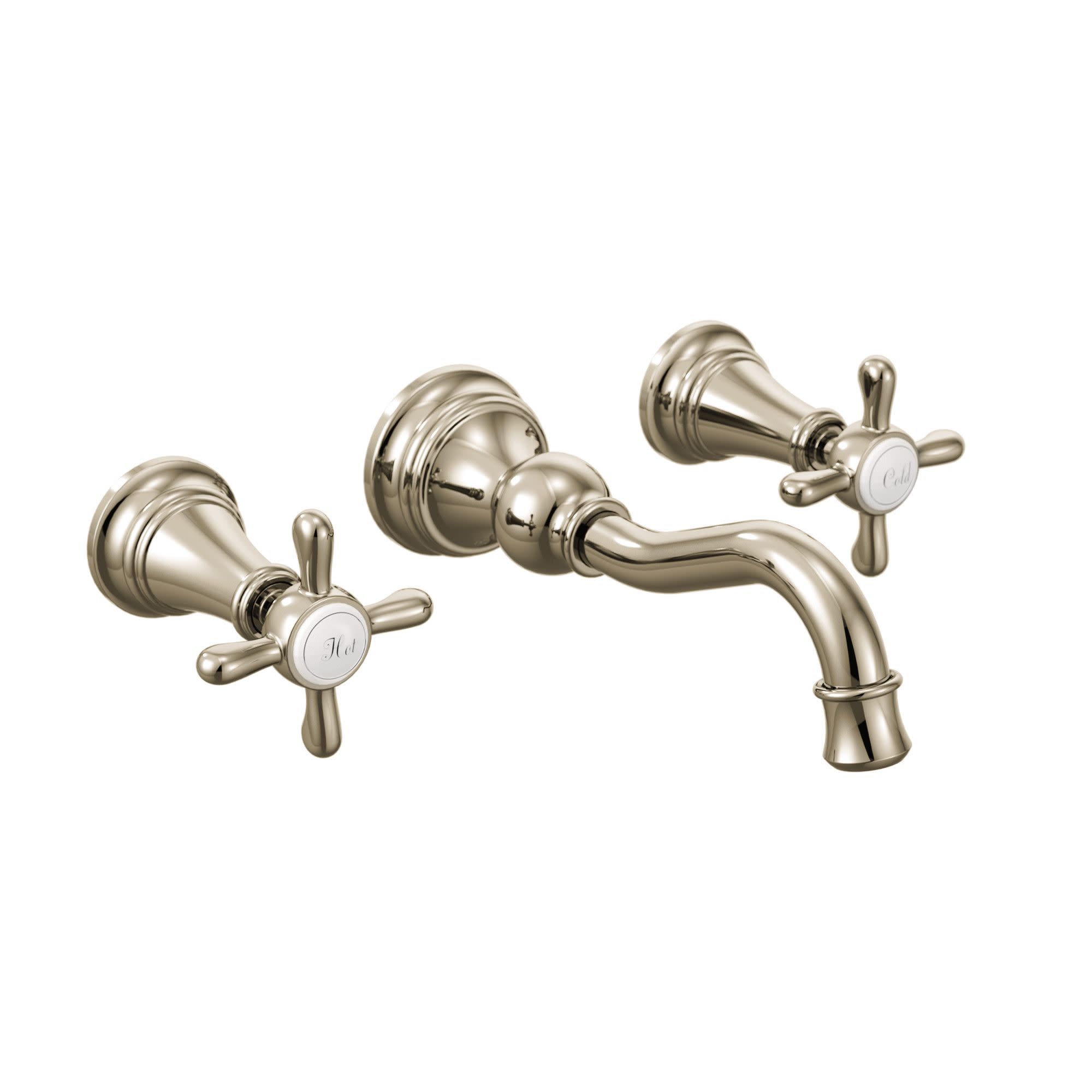 Moen Weymouth Polished Nickel Two-Handle Wall Mount Bathroom Faucet