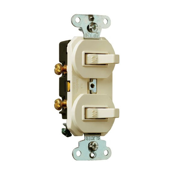 Double Single-Pole Switch, Almond