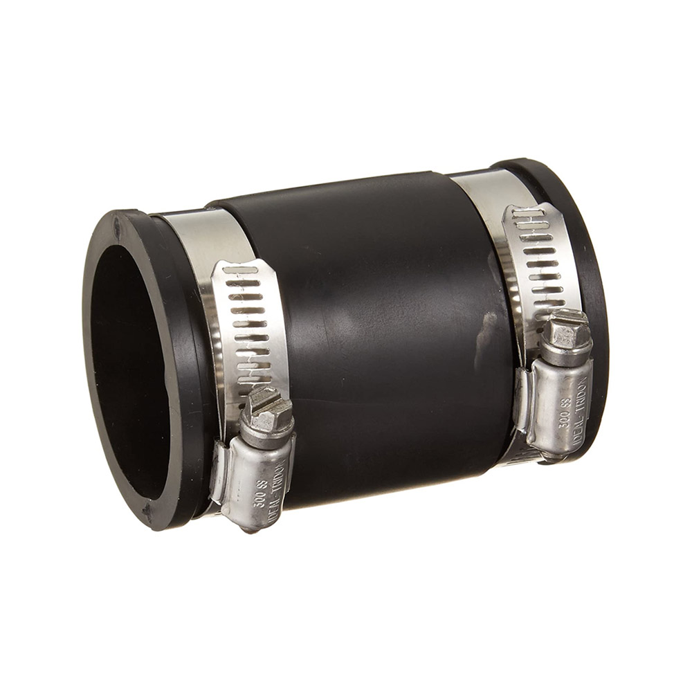 P1056-150 1-1/2 Inch x 1-1/2 Inch Flexible Coupling with 2 Street Ainless Street Eel Clamps Included; Connects Cast Iron Or Plastic To Cast Iron Or Plastic