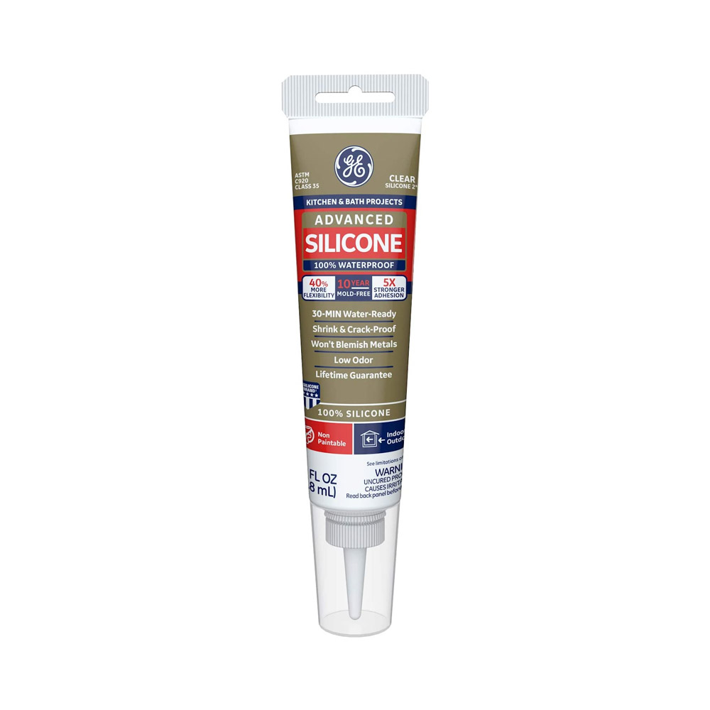 GE Silicone II Kitchen & Bath Caulk, Clear, 2.8-oz.