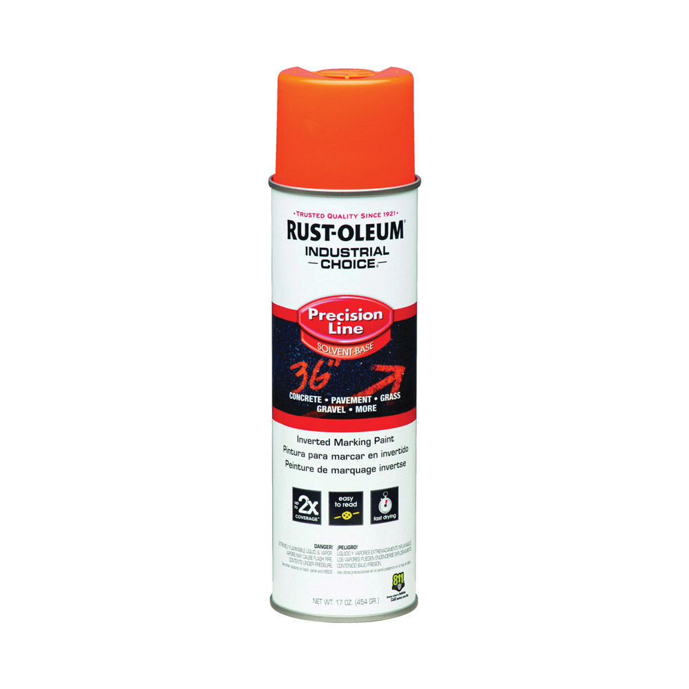 Rust-Oleum Industrial Choice Precision Line Marking Paint, Fluorescent Orange, 17-oz. Inverted Aerosol