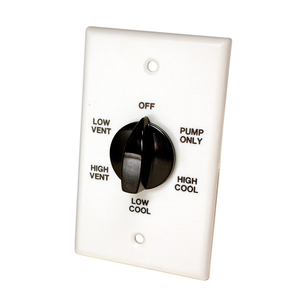 Evaporative Cooler Wall Switch, 2-Speed, 6-Position, Ivory
