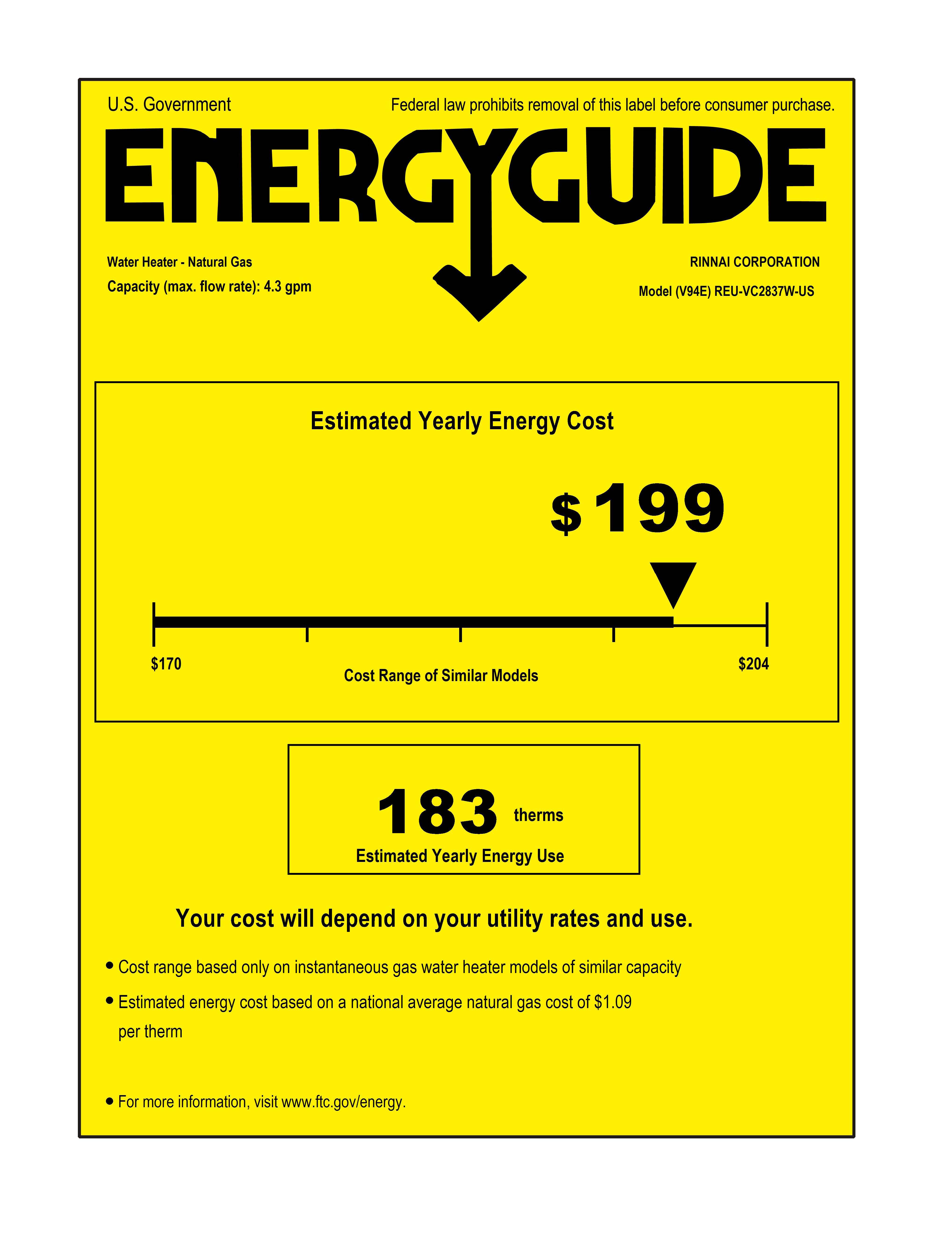 Standard Plumbing Supply - Product: Rinnai V94E REU-VC2837W-US Value Series  Tankless Outdoor Natural Gas Water Heater